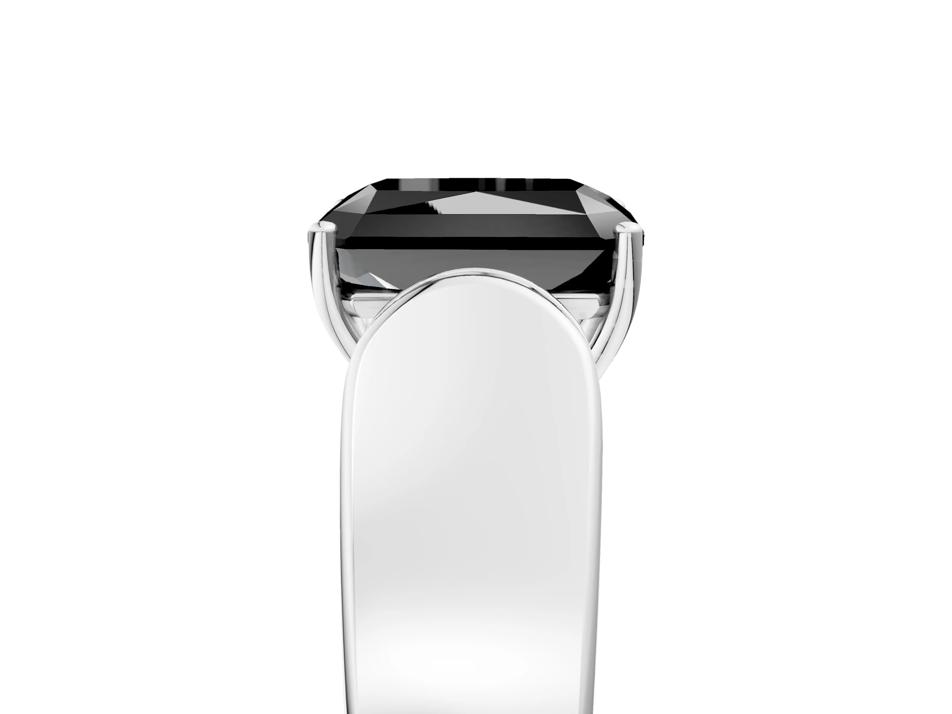 White gold Fancy Black Radiant Cut Diamond Channel Set Solitaire Ring with Four-Prong Setting_17