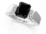 White gold Fancy Black Radiant Cut Diamond Channel Set Solitaire Ring with Four-Prong Setting_2