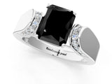 White gold Fancy Black Radiant Cut Diamond Channel Set Solitaire Ring with Four-Prong Setting_25