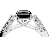 White gold Fancy Black Radiant Cut Diamond Channel Set Solitaire Ring with Four-Prong Setting_28