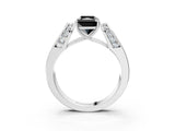 White gold Fancy Black Radiant Cut Diamond Channel Set Solitaire Ring with Four-Prong Setting_4