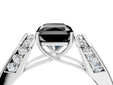 White gold Fancy Black Radiant Cut Diamond Channel Set Solitaire Ring with Four-Prong Setting_5