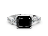 White gold Fancy Black Radiant Cut Diamond Cluster Pavé Band with Four-Prong Setting_36