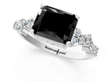 White gold Fancy Black Radiant Cut Diamond Cluster Pavé Band with Four-Prong Setting_37