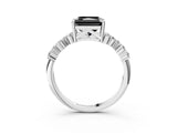 White gold Fancy Black Radiant Cut Diamond Cluster Pavé Band with Four-Prong Setting_39