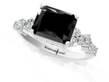 White gold Fancy Black Radiant Cut Diamond Cluster Pavé Band with Four-Prong Setting_4