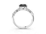 White gold Fancy Black Radiant Cut Diamond Cluster Pavé Band with Four-Prong Setting_6