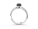 White gold Fancy Black Radiant Cut Diamond Cluster Side Stone Solitaire Ring with Prong Setting_51