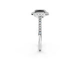White gold Fancy Black Radiant Cut Diamond Cushion Halo Ring with Pavé Band_2