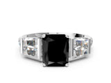 White gold Fancy Black Radiant Cut Diamond Engagement Ring with Baguette Side Stones and Channel Set Band_12