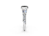 White gold Fancy Black Radiant Cut Diamond Engagement Ring with Baguette Side Stones and Channel Set Band_14