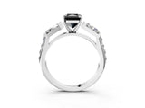 White gold Fancy Black Radiant Cut Diamond Engagement Ring with Baguette Side Stones and Channel Set Band_15