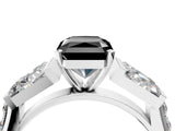 White gold Fancy Black Radiant Cut Diamond Engagement Ring with Baguette Side Stones and Channel Set Band_16