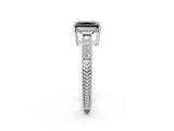 White gold Fancy Black Radiant Cut Diamond Engagement Ring with Milgrain Channel Set Band and Prong Setting_2