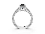White gold Fancy Black Radiant Cut Diamond Engagement Ring with Milgrain Channel Set Band and Prong Setting_3