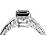 White gold Fancy Black Radiant Cut Diamond Engagement Ring with Milgrain Channel Set Band and Prong Setting_4