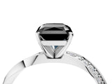 White gold Fancy Black Radiant Cut Diamond Engagement Ring with Side Stone Accents and Four-Prong Setting_100