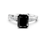 White gold Fancy Black Radiant Cut Diamond Engagement Ring with Side Stone Accents and Four-Prong Setting_24