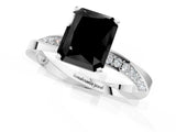 White gold Fancy Black Radiant Cut Diamond Engagement Ring with Side Stone Accents and Four-Prong Setting_97