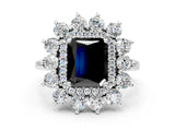 White gold Fancy Black Radiant Cut Diamond Floral Double Halo Engagement Ring with Prong Setting_24