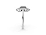 White gold Fancy Black Radiant Cut Diamond Floral Double Halo Engagement Ring with Prong Setting_26