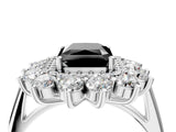White gold Fancy Black Radiant Cut Diamond Floral Double Halo Engagement Ring with Prong Setting_28