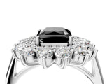 White gold Fancy Black Radiant Cut Diamond Floral Double Halo Engagement Ring with Prong Setting_88