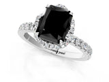 White gold Fancy Black Radiant Cut Diamond Halo Pave Band with Four-Prong Setting_4