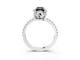 White gold Fancy Black Radiant Cut Diamond Halo Pave Band with Four-Prong Setting_6