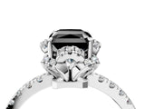 White gold Fancy Black Radiant Cut Diamond Halo Pave Band with Four-Prong Setting_7