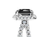 White gold Fancy Black Radiant Cut Diamond Halo Ring with Split Shank Pavé Band and Prong Setting_17