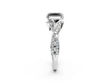 White gold Fancy Black Radiant Cut Diamond  Halo Twist Band Solitaire Prong Setting Ring_14