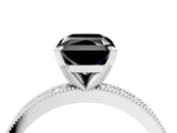 White gold Fancy Black Radiant Cut Diamond Milgrain Pavé Engagement Ring with Four-Prong Setting_4