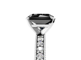 White gold Fancy Black Radiant Cut Diamond Milgrain Pavé Engagement Ring with Four-Prong Setting_5