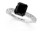 White gold Fancy Black Radiant Cut Diamond Pavé Band Solitaire Ring with Prong Setting_13