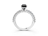 White gold Fancy Black Radiant Cut Diamond Pavé Band Solitaire Ring with Prong Setting_15