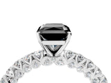 White gold Fancy Black Radiant Cut Diamond Pavé Band Solitaire Ring with Prong Setting_16