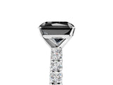 White gold Fancy Black Radiant Cut Diamond Pavé Band Solitaire Ring with Prong Setting_17