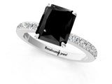 White gold Fancy Black Radiant Cut Diamond Pavé Engagement Ring with Round  Accents and Prong Setting_25