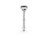 White gold Fancy Black Radiant Cut Diamond Pavé Engagement Ring with Round  Accents and Prong Setting_26