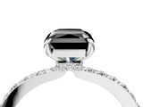 White gold Fancy Black Radiant Cut Diamond Pavé Engagement Ring with Round  Accents and Prong Setting_28