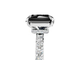 White gold Fancy Black Radiant Cut Diamond Pavé Engagement Ring with Round  Accents and Prong Setting_29