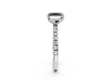 White gold Fancy Black Radiant Cut Diamond Pave Band Solitaire Ring with Round  and Prong Setting_74