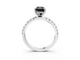 White gold Fancy Black Radiant Cut Diamond Pave Band Solitaire Ring with Round  and Prong Setting_75