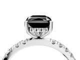 White gold Fancy Black Radiant Cut Diamond Pave Band Solitaire Ring with Round  and Prong Setting_76