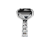 White gold Fancy Black Radiant Cut Diamond Pave Band Solitaire Ring with Round  and Prong Setting_77
