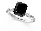White gold Fancy Black Radiant Cut Diamond Prong Set Engagement Ring with Pave Band_1