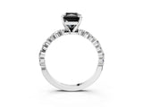 White gold Fancy Black Radiant Cut Diamond Prong Set Engagement Ring with Pave Band_3