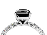 White gold Fancy Black Radiant Cut Diamond Prong Set Engagement Ring with Pave Band_4