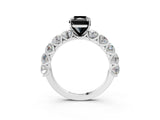 White gold Fancy Black Radiant Cut Diamond Prong Setting with Side Stones on a Pave Band_3
